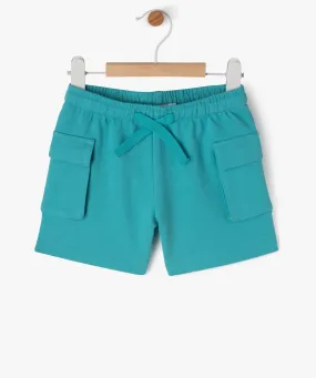 short en maille avec poches a rabat sur les cuisses bebe garcon bleu shorts