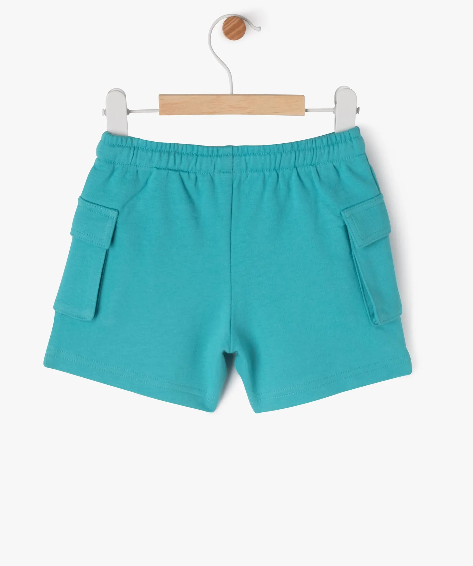 short en maille avec poches a rabat sur les cuisses bebe garcon bleu shorts