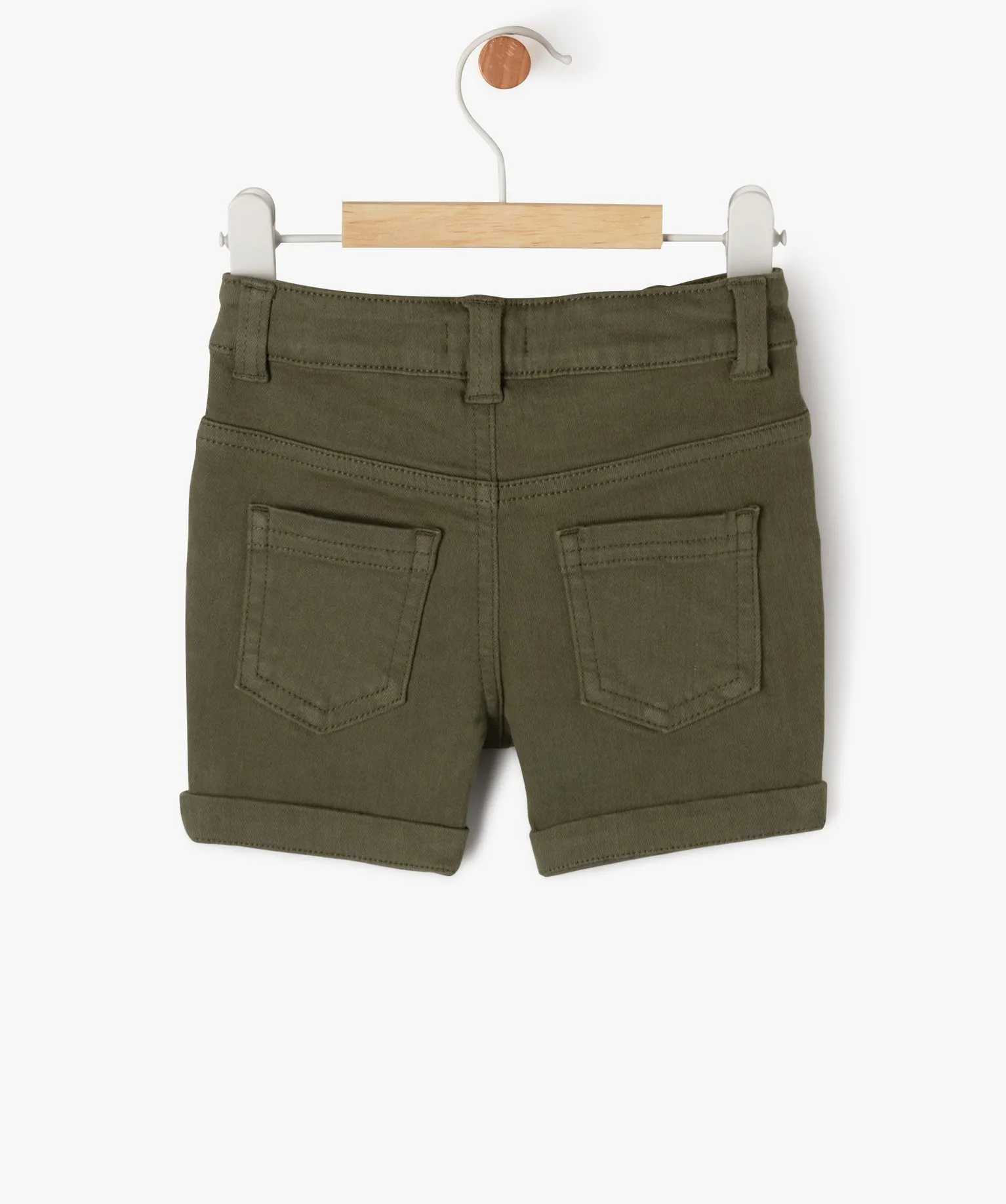 short slim uni en toile extensible bebe garcon vert shorts