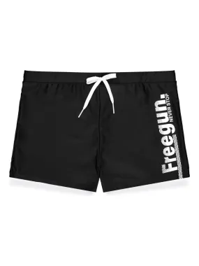 Shorty de bain garçon uni avec logo Freegun - Noir