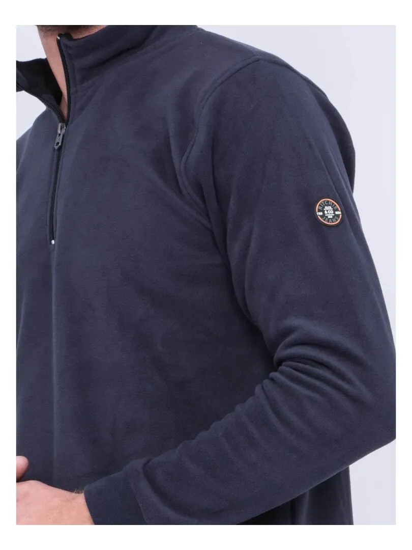 Sweat polaire col montant zippé ZATOLO - Gris foncé