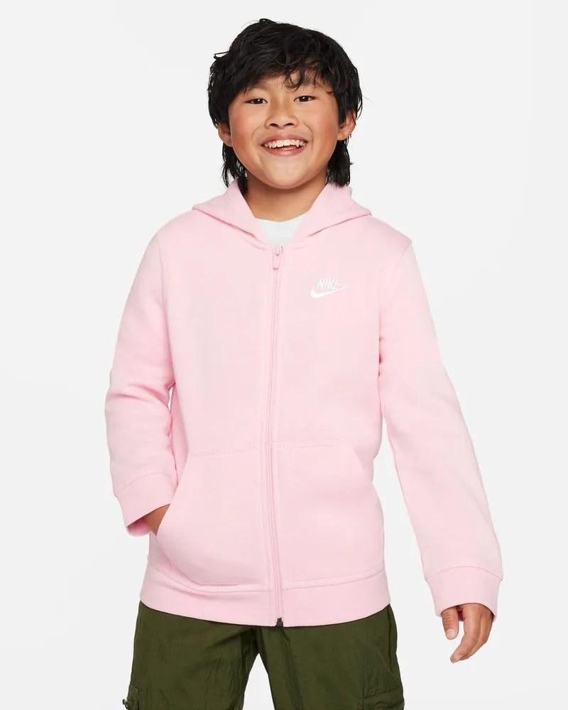 Sweat zippé à capuche Nike Sportswear Club Rose pour enfant