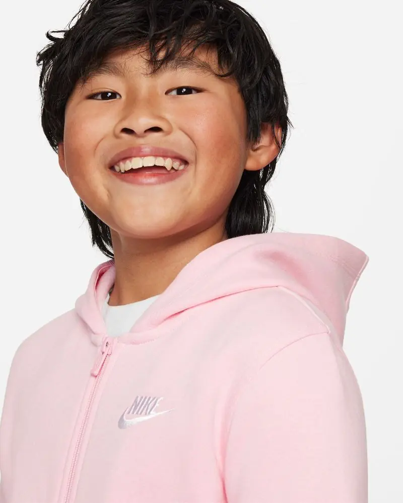 Sweat zippé à capuche Nike Sportswear Club Rose pour enfant