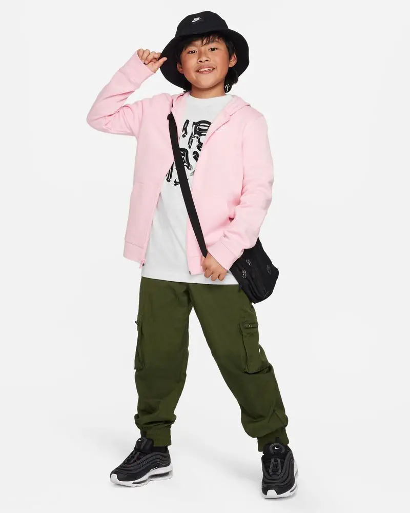 Sweat zippé à capuche Nike Sportswear Club Rose pour enfant