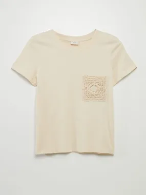 T-shirt avec poche en crochet 'JDY' - Beige