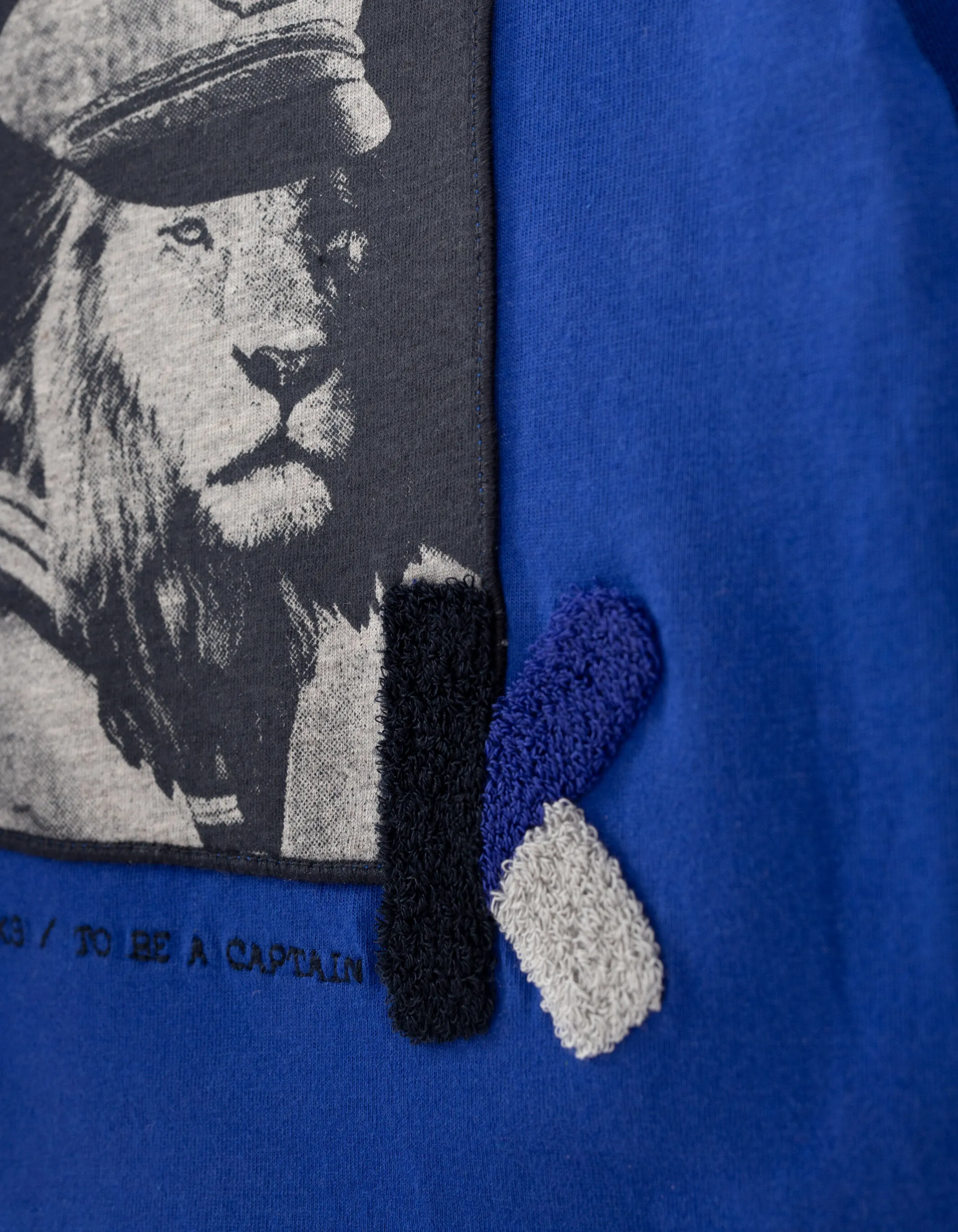 T-shirt bleu électrique visuel lion bébé garçon