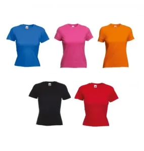 T-Shirt Femme Valueweight en Coloris Bleu Fuchsia Orange Noir et Rouge