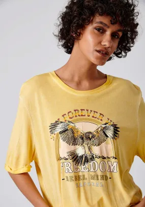 T-shirt jaune Femme FLEUR Banana