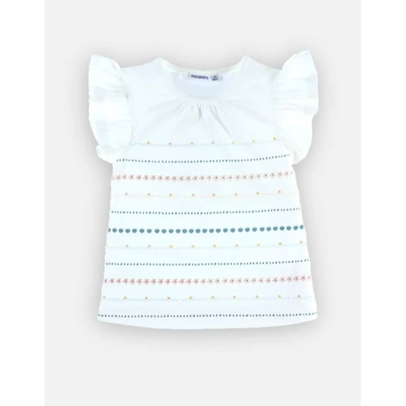 T-shirt manches courtes imprimé fille blanc - Noukies