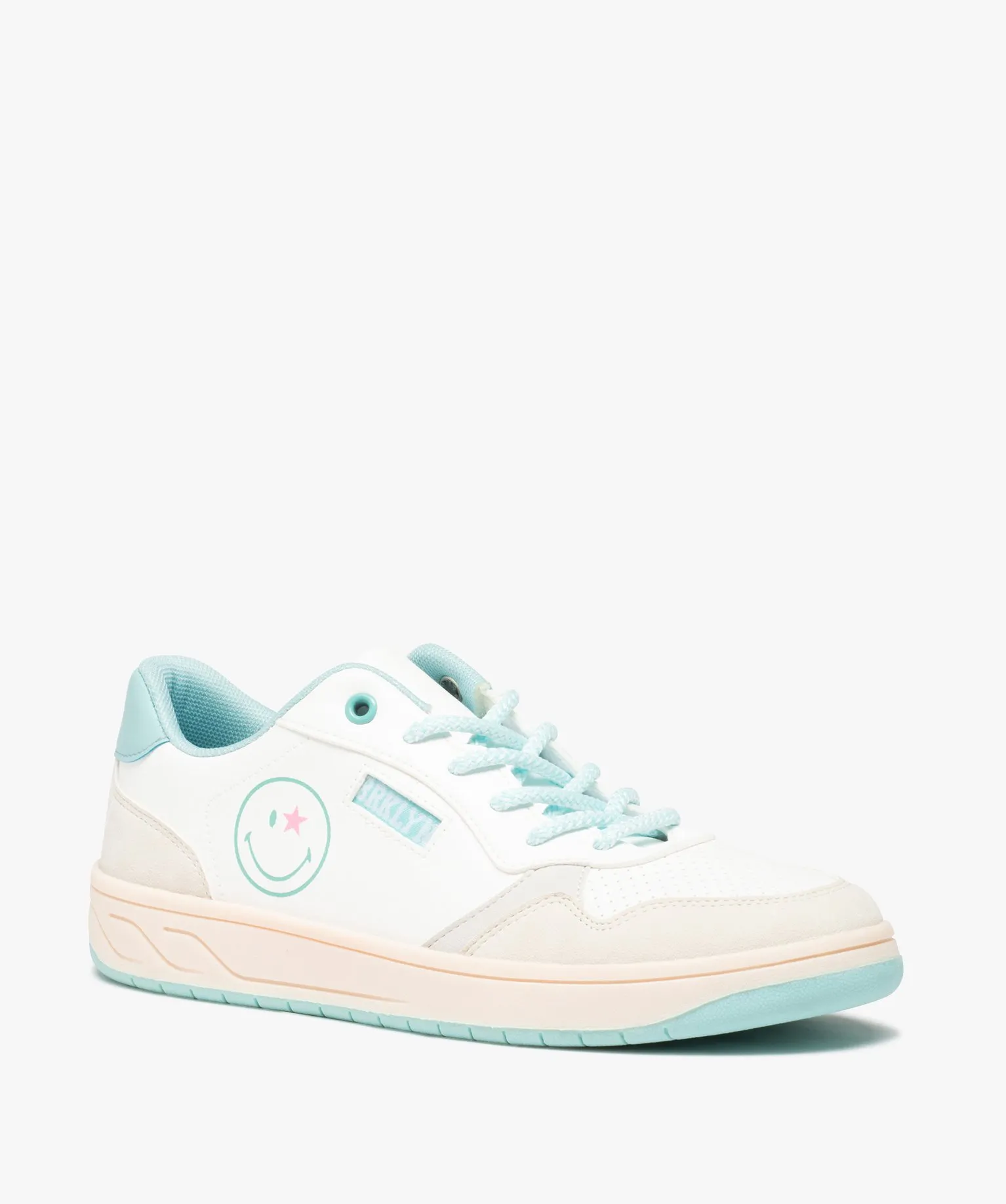 tennis femme style retro a lacets ¨C smiley world blanc baskets et tennis