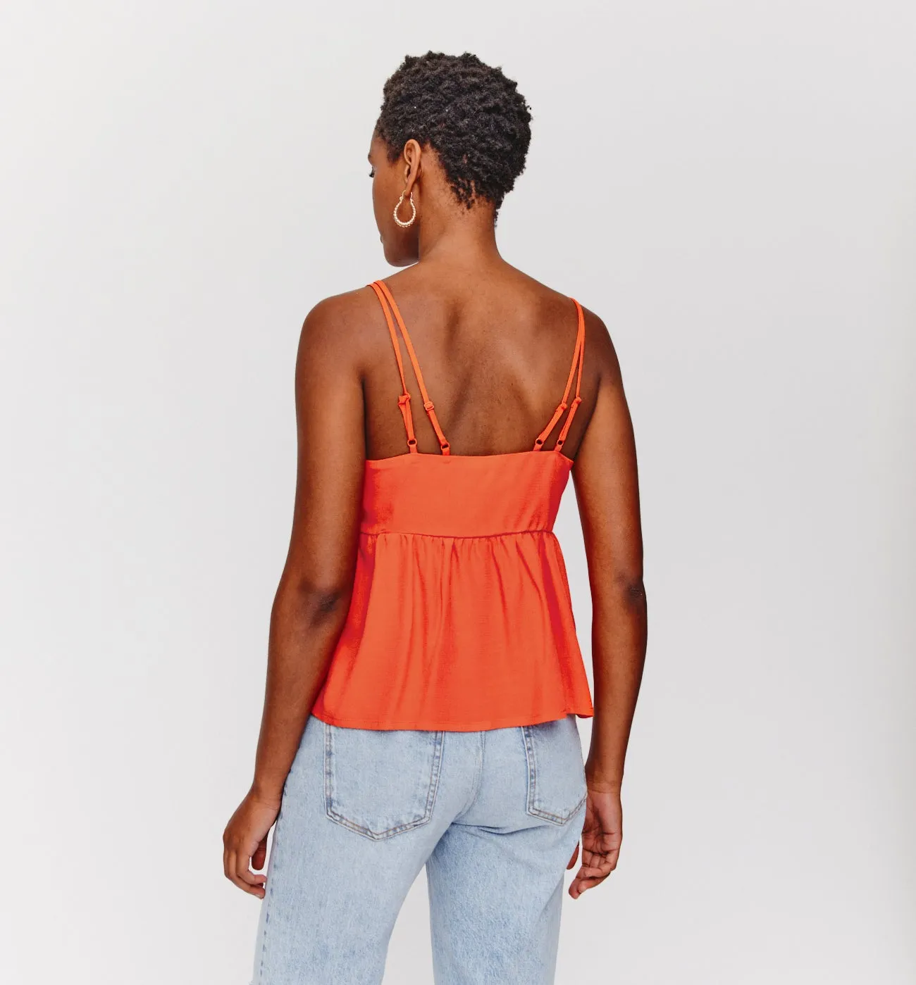 Top décolleté anneau Femme - Orange