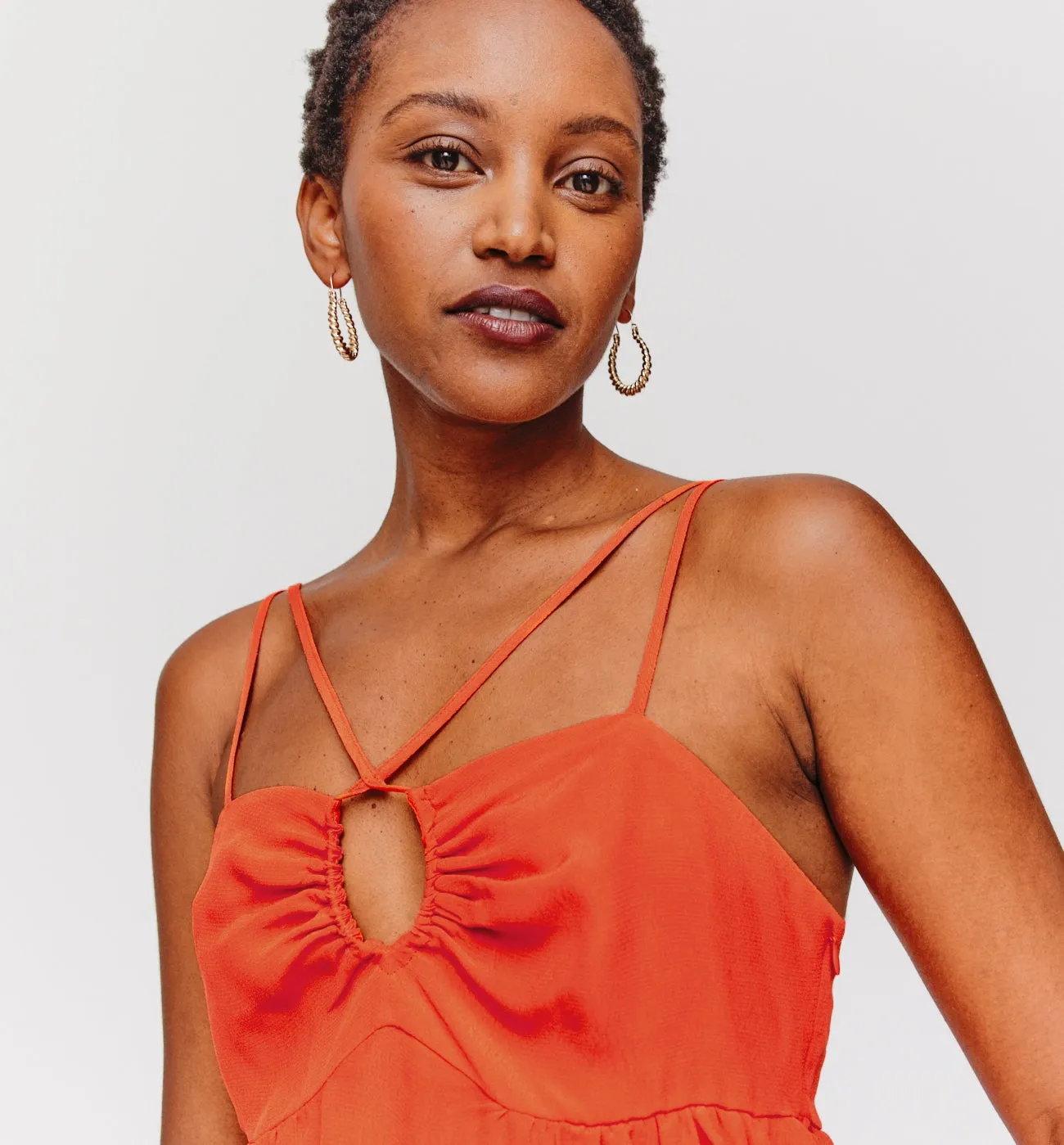 Top décolleté anneau Femme - Orange