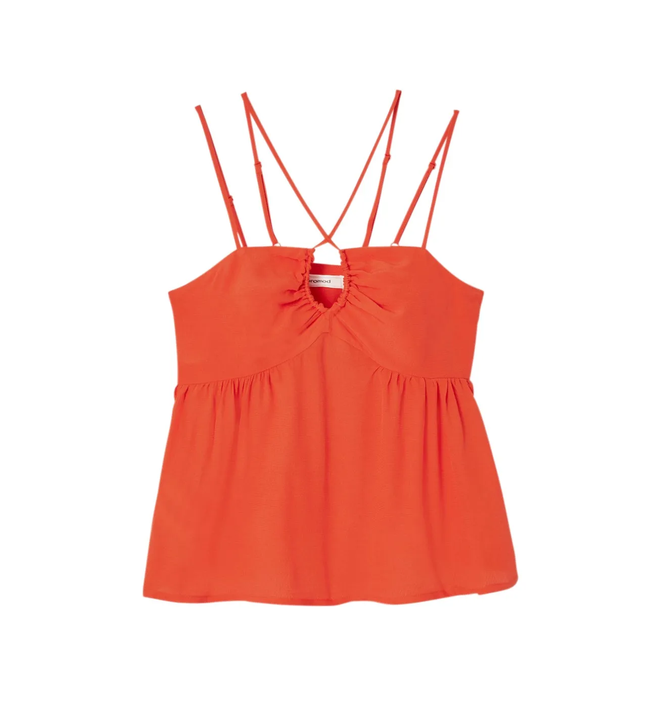 Top décolleté anneau Femme - Orange