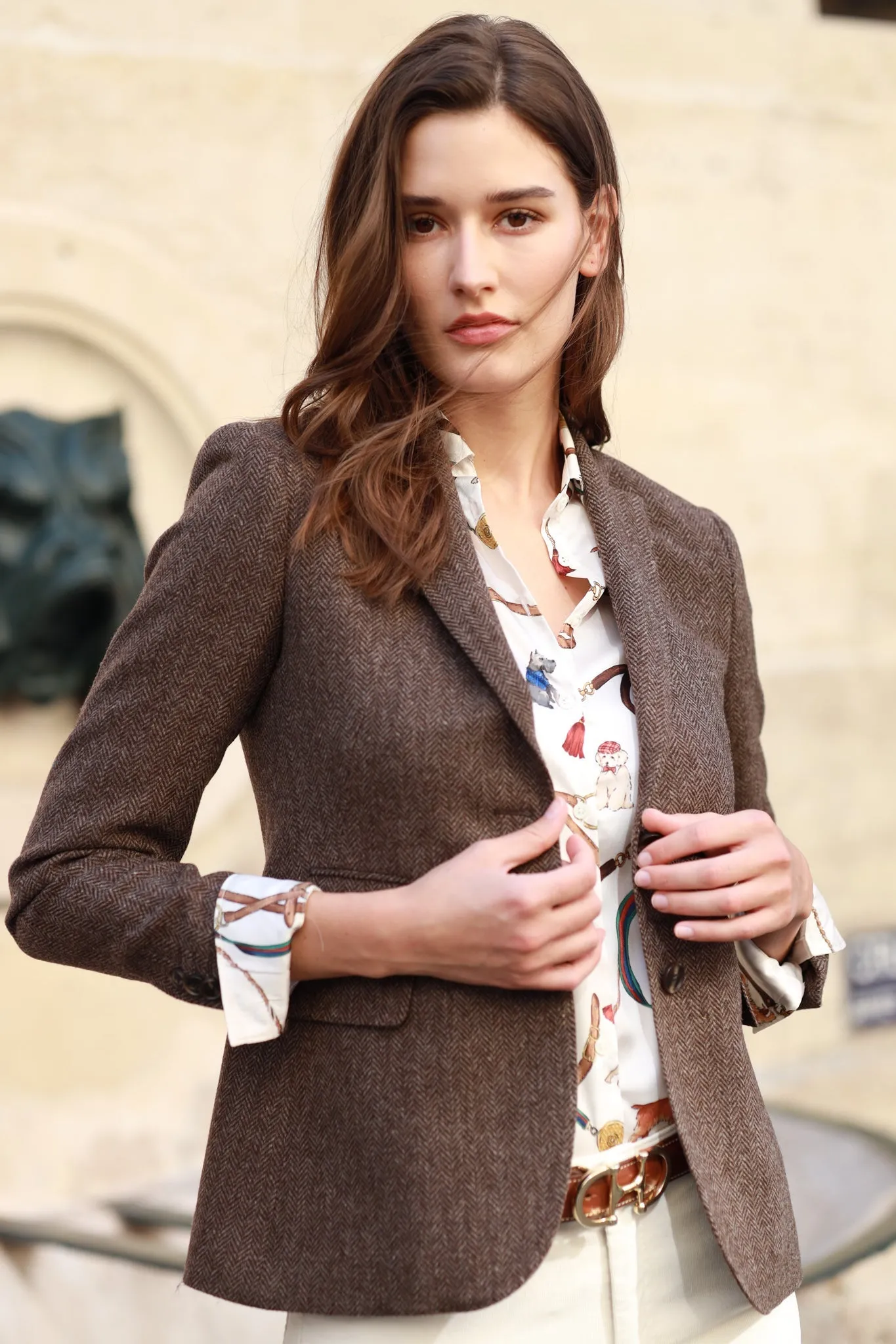 Veste Vesnove en laine - Chevron Marron