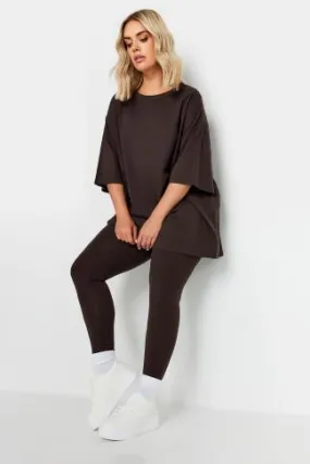 YOURS Curve Chocolate Brown Boxy Oversized T-Shirt