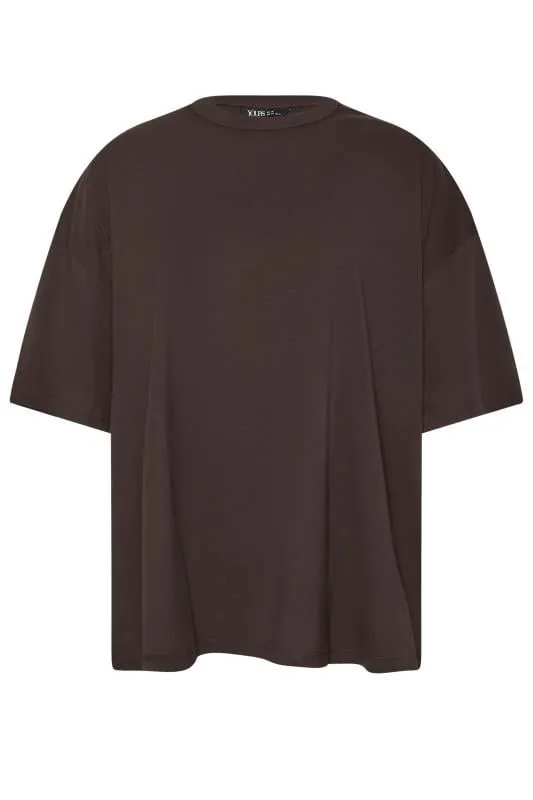 YOURS Curve Chocolate Brown Boxy Oversized T-Shirt